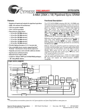 CY7C1327G-100AXC Datasheet PDF Cypress Semiconductor