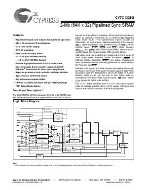 CY7C1329G Datasheet PDF Cypress Semiconductor