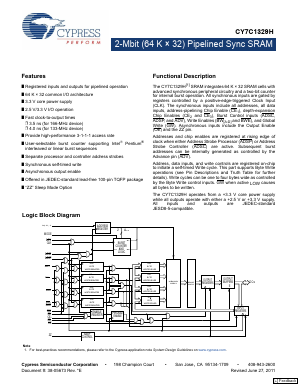 CY7C1329H Datasheet PDF Cypress Semiconductor