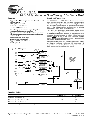 7C1345B-100 Datasheet PDF Cypress Semiconductor