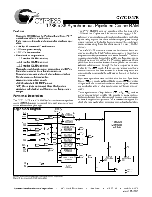CY7C1347B Datasheet PDF Cypress Semiconductor