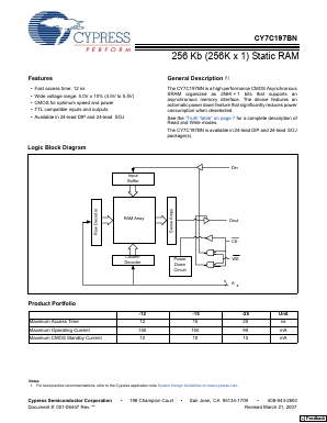 CY7C197BN-25PC Datasheet PDF Cypress Semiconductor