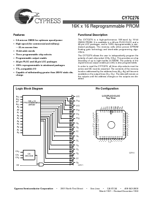 CY7C276 Datasheet PDF Cypress Semiconductor
