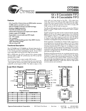 CY7C408A-15PC Datasheet PDF Cypress Semiconductor