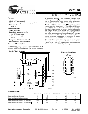 CY7C1399-12ZI Datasheet PDF Cypress Semiconductor
