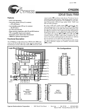 CY62256LL Datasheet PDF Cypress Semiconductor