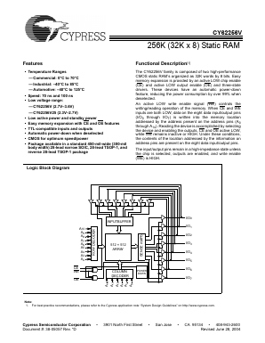 CY62256VLL-70ZC Datasheet PDF Cypress Semiconductor