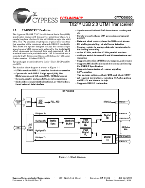 CY7C68000-56LFC Datasheet PDF Cypress Semiconductor