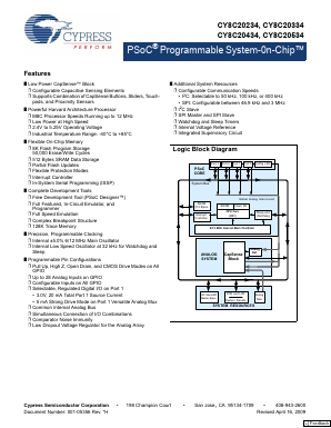 CY8C20334-12LQXIT Datasheet PDF Cypress Semiconductor