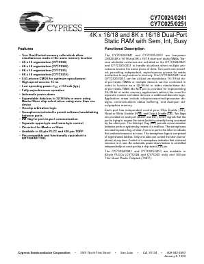 CY7C0241 Datasheet PDF Cypress Semiconductor