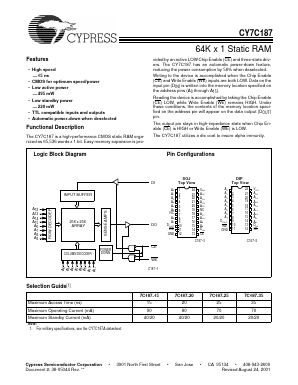 CY7C187-35VC Datasheet PDF Cypress Semiconductor
