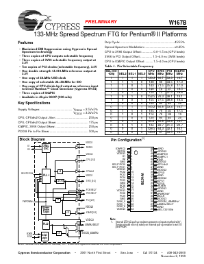 W167BH Datasheet PDF Cypress Semiconductor