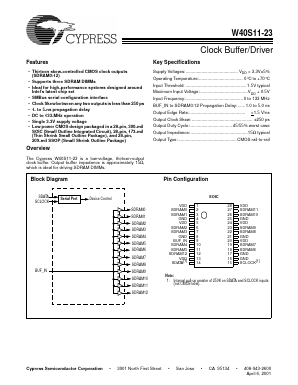 W40S11-23G Datasheet PDF Cypress Semiconductor