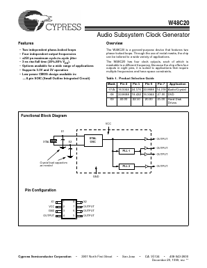 W48C20-01AG Datasheet PDF Cypress Semiconductor