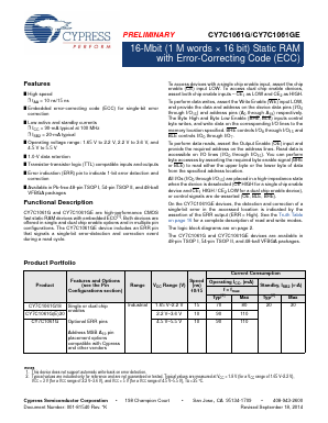 CY7C1061G30-10BVJXI Datasheet PDF Cypress Semiconductor