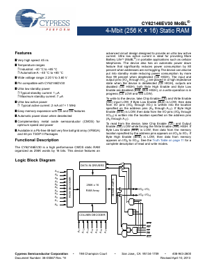 CY62146EV30LL Datasheet PDF Cypress Semiconductor