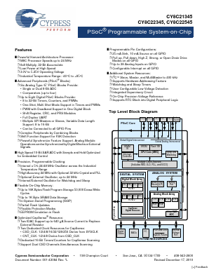 CY8C21345 Datasheet PDF Cypress Semiconductor