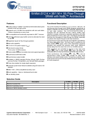 CY7C1373D Datasheet PDF Cypress Semiconductor