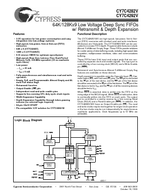 CY7C4282V-15ASC Datasheet PDF Cypress Semiconductor