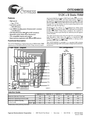 7C1049V33-12 Datasheet PDF Cypress Semiconductor