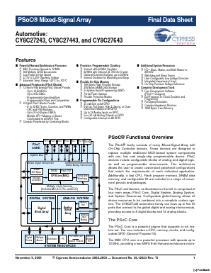 CY8C27643 Datasheet PDF Cypress Semiconductor