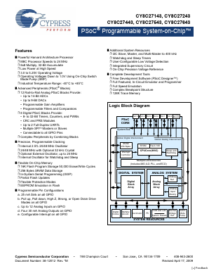 CY8C27243-24SXI Datasheet PDF Cypress Semiconductor
