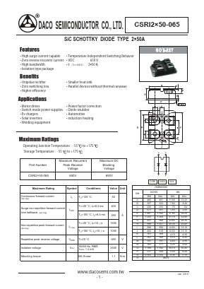 CSRI2X50-065 Datasheet PDF DACO SEMICONDUCTOR CO.,LTD.
