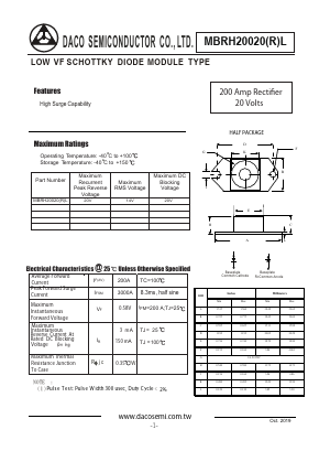MBRH20020L Datasheet PDF DACO SEMICONDUCTOR CO.,LTD.