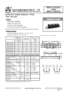 MBRT12030R Datasheet PDF DACO SEMICONDUCTOR CO.,LTD.