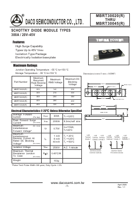 MBRT30045 Datasheet PDF DACO SEMICONDUCTOR CO.,LTD.