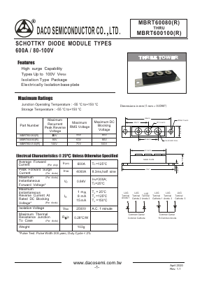 MBRT60080R Datasheet PDF DACO SEMICONDUCTOR CO.,LTD.
