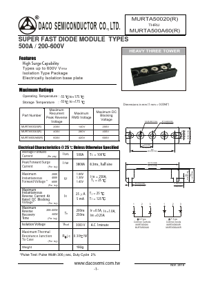 MURTA500A60R Datasheet PDF DACO SEMICONDUCTOR CO.,LTD.