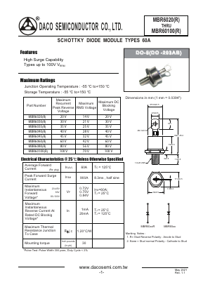 MBR60100R Datasheet PDF DACO SEMICONDUCTOR CO.,LTD.