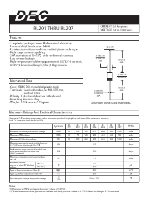 RL201 Datasheet PDF Daesan Electronics Corp.