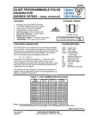 3D7622D-XX Datasheet PDF Data Delay Devices