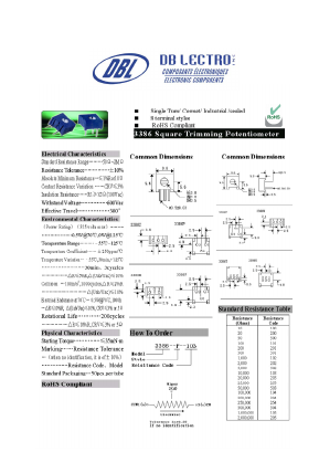 3386-F-101 Datasheet PDF DB Lectro Inc