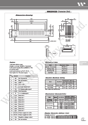 WH2002D Datasheet PDF DB Lectro Inc