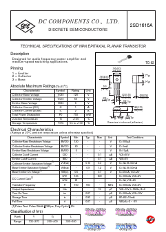 D1616A Datasheet PDF DC COMPONENTS