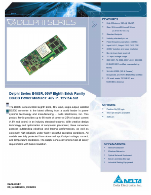 E48SR12005PMFA Datasheet PDF Delta Electronics, Inc.