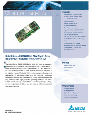 E48SR12006PMFA Datasheet PDF Delta Electronics, Inc.