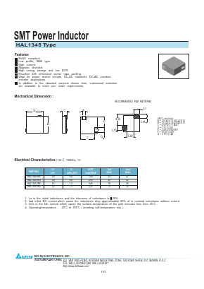 HAL1345-0R9 Datasheet PDF Delta Electronics, Inc.
