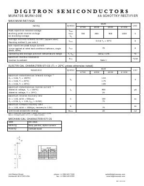 MUR4100E Datasheet PDF Digitron Semiconductors