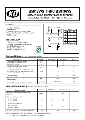 B5819WS Datasheet PDF Diotech Company.