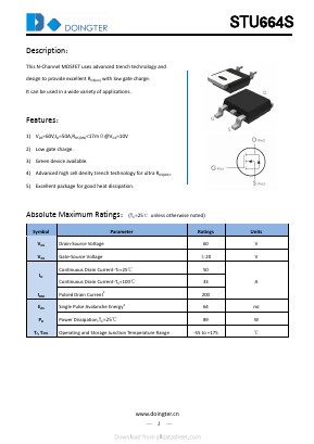 STU664S Datasheet PDF SHENZHEN DOINGTER SEMICONDUCTOR CO., LTD.