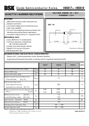 1N5818 Datasheet PDF Diode Semiconductor Korea
