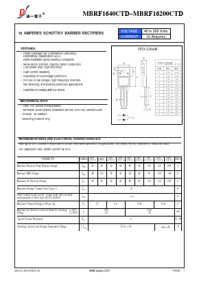 MBRF1640CTD Datasheet PDF DIYI Electronic Technology Co., Ltd.