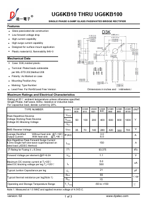 UG6KB60 Datasheet PDF DIYI Electronic Technology Co., Ltd.