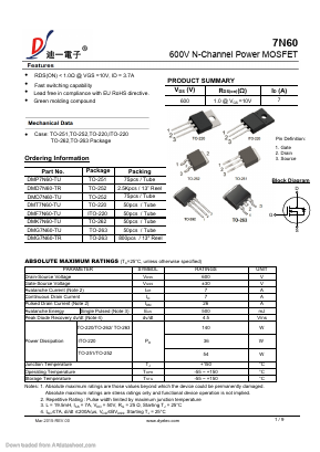 DMD7N60-TU Datasheet PDF DIYI Electronic Technology Co., Ltd.
