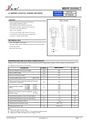 MBRF20200CT Datasheet PDF DIYI Electronic Technology Co., Ltd.