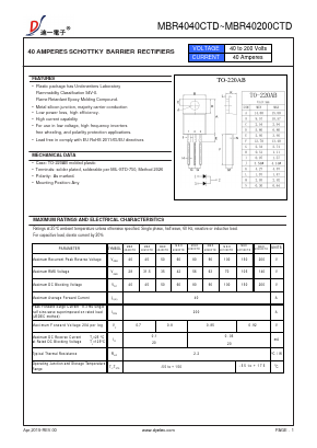 MBR4040CTD Datasheet PDF DIYI Electronic Technology Co., Ltd.
